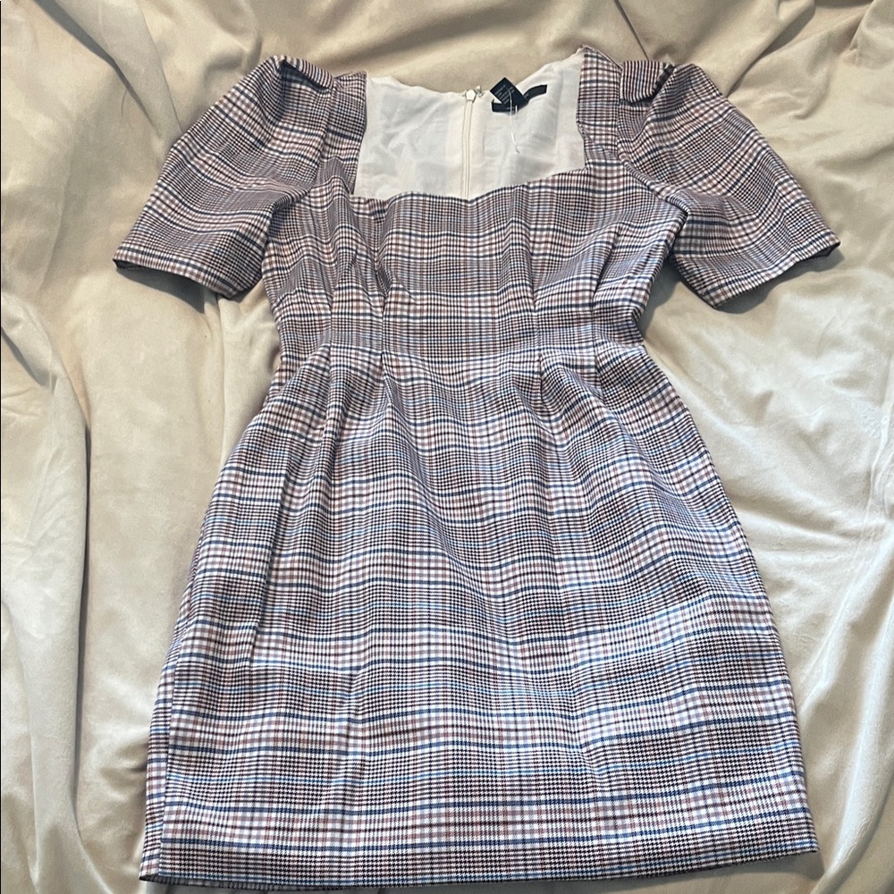 Forever 21 Plaid Mini Dress with Puff Sleeves